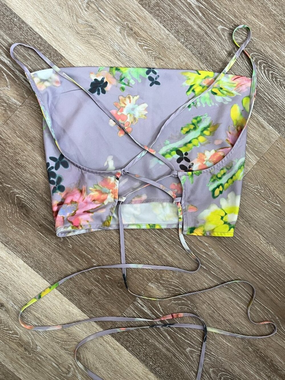 Lavender Purple Floral Dye Backless Cami Top